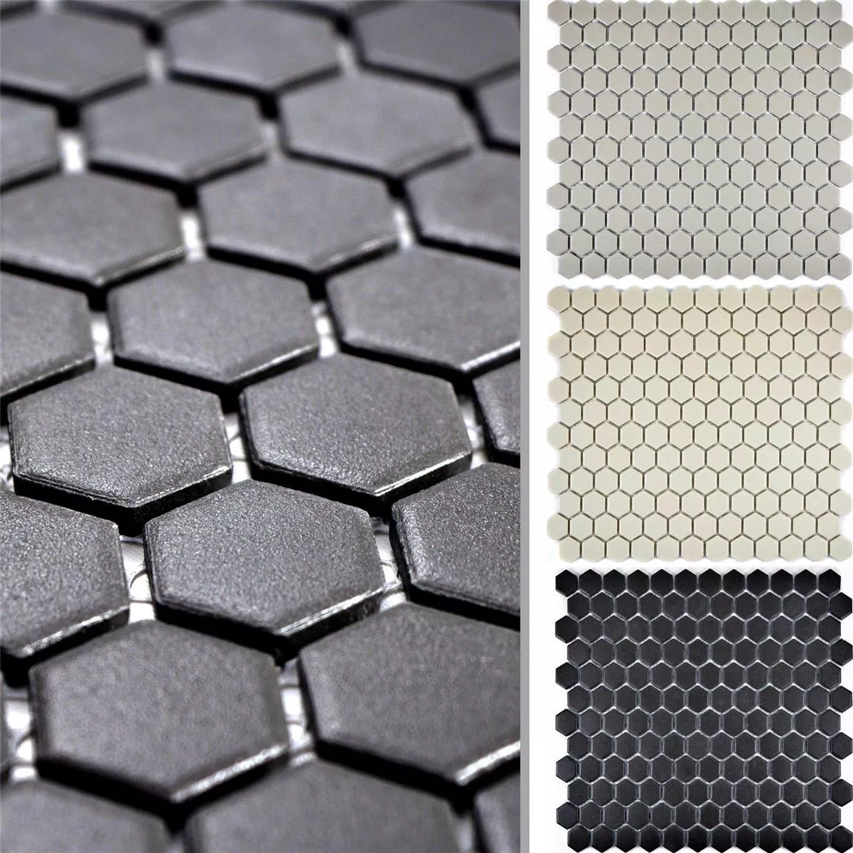 Muster von Keramik Mosaikfliesen Hexagon Zeinal Unglasiert R10B