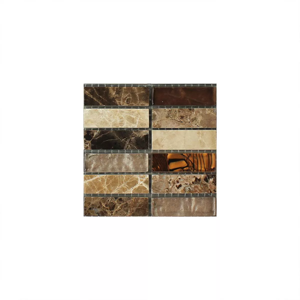 Muster von Mosaikfliesen Glas Naturstein Beige Braun