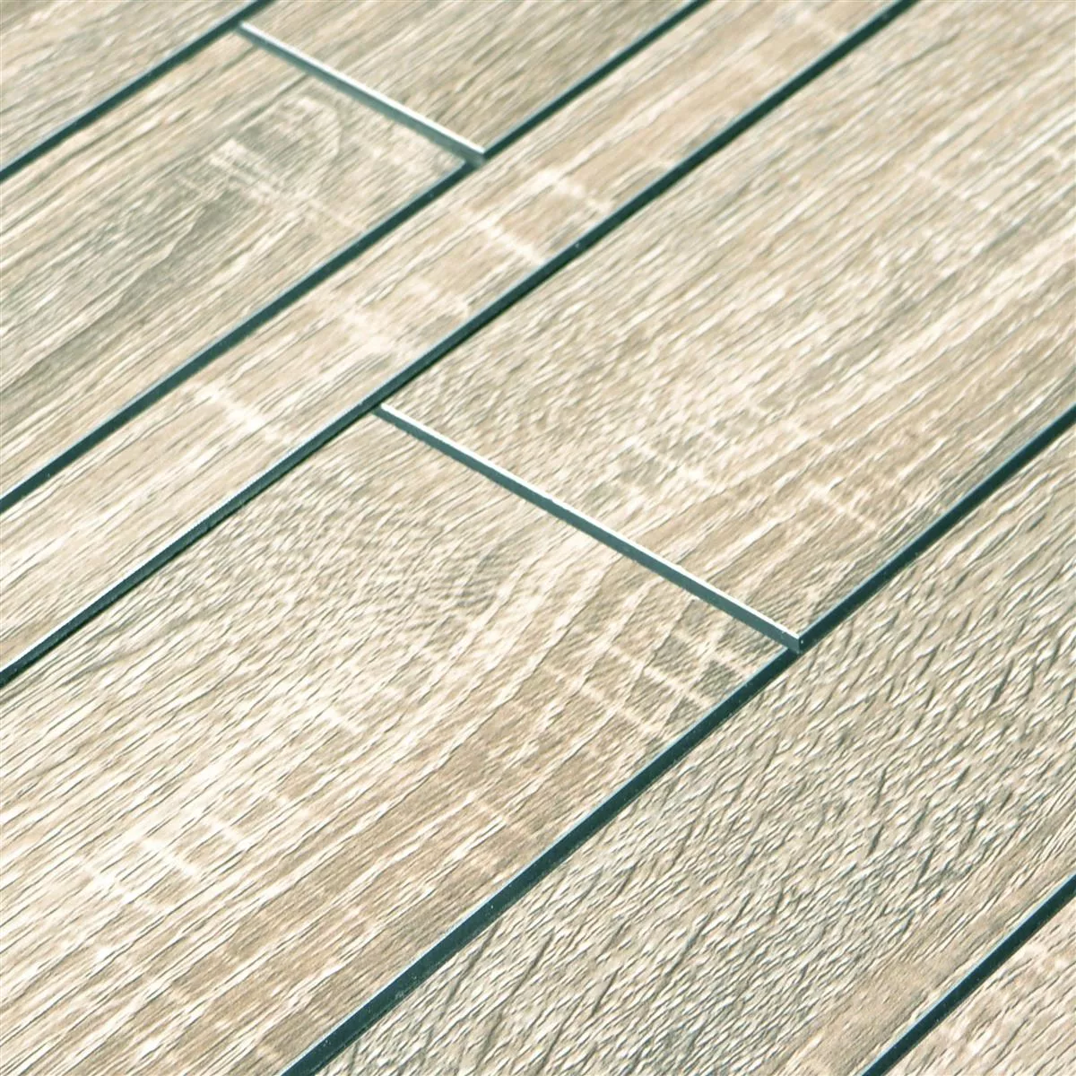 Muster von Holzoptik Mosaikfliesen Richland Selbstklebend Grau