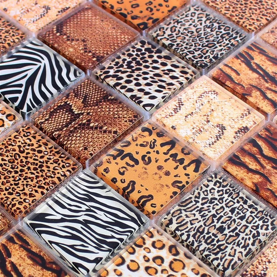 Muster von Glasmosaik Fliesen Safari Beige