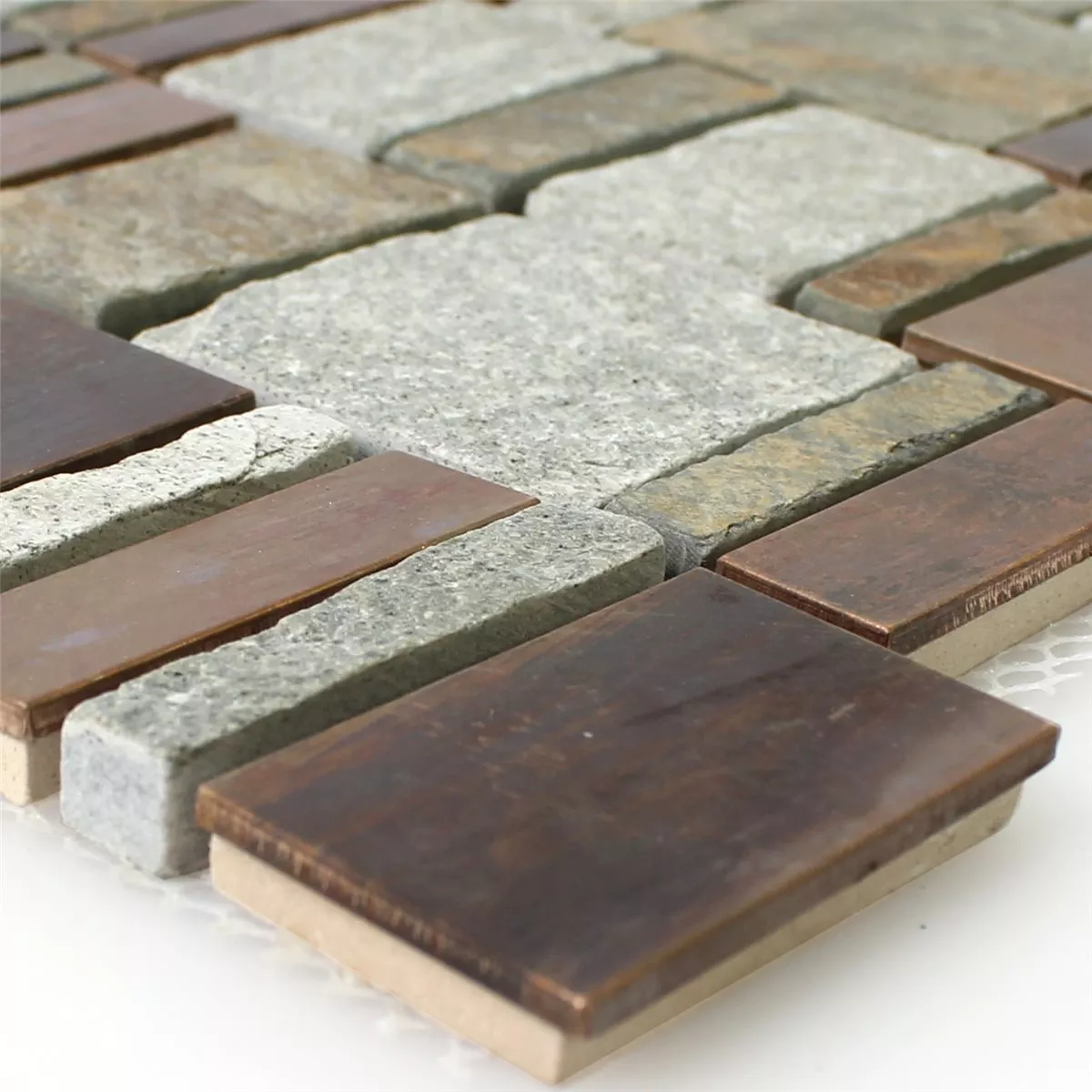Naturstein Quarzit Metall Aluminium Mosaikfliesen Topsail Kupfer Braun Naturstein Quarzit Metall Aluminium Mosaikfliesen Topsail Kupfer Braun