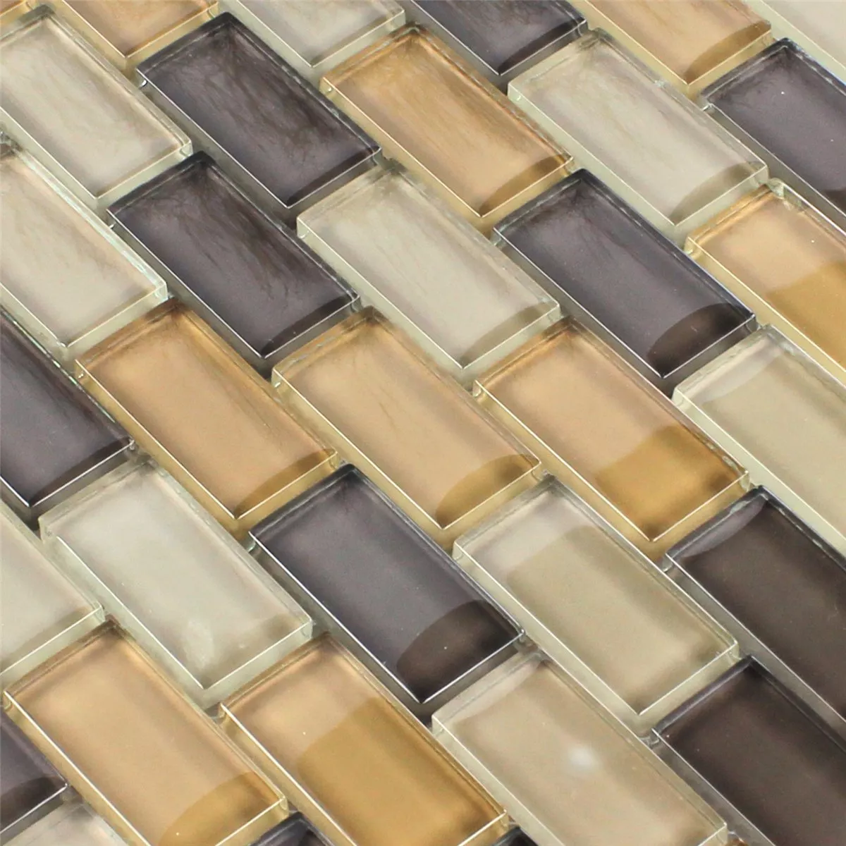 Muster von Mosaikfliesen Glas Brick Braun Mix