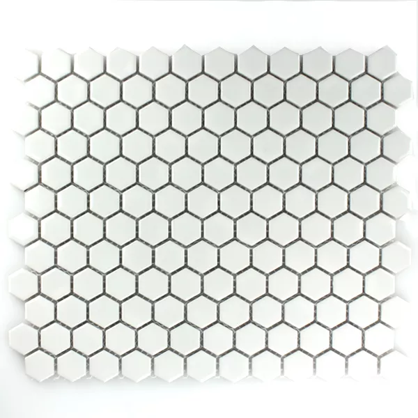 Mosaikfliesen Keramik Hexagon Weiss Matt H23