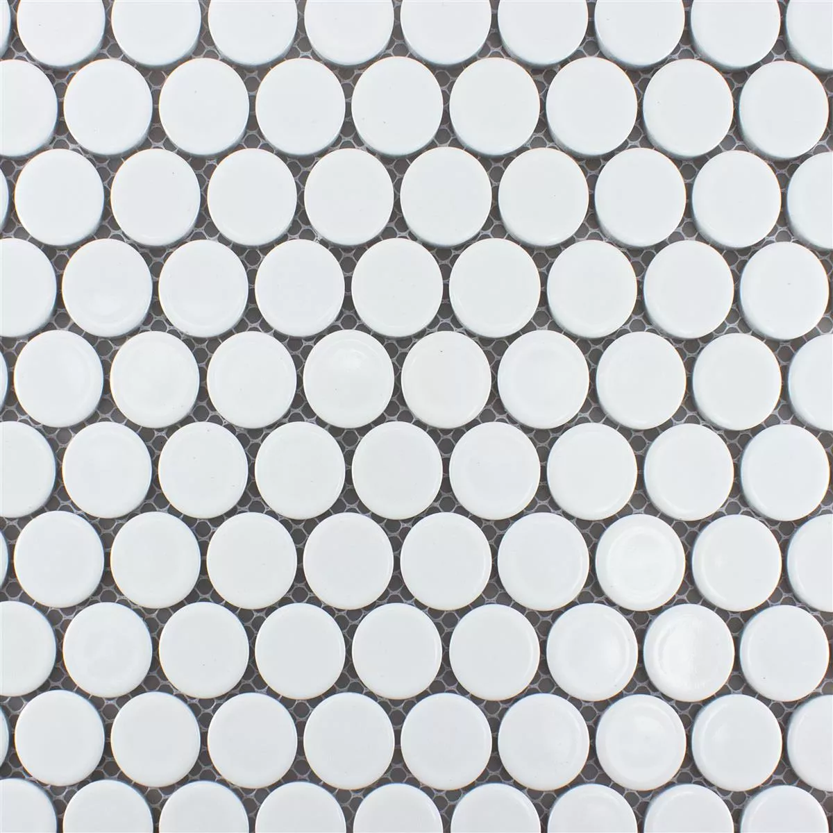 Keramik Knopf Mosaik Fliesen LaRosita Weiß Matt