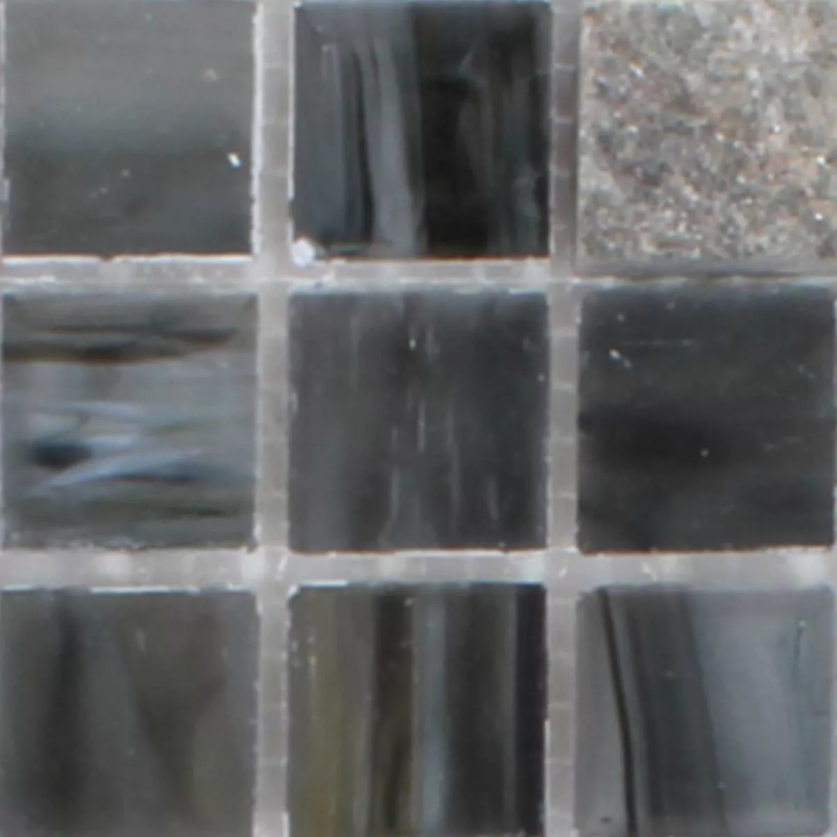 Muster von Glas Naturstein Mosaik Daily Rush Schwarz Grau