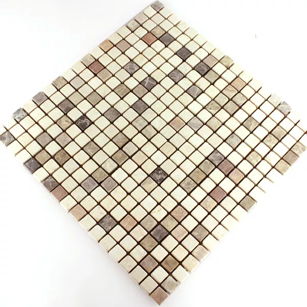 Muster von Mosaikfliesen Marmor Beige Mix 