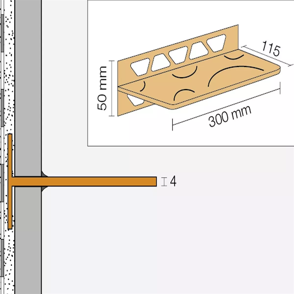 Duschablage Wandablage Schlüter Rechteck 30x11,5cm Curve Anthrazit