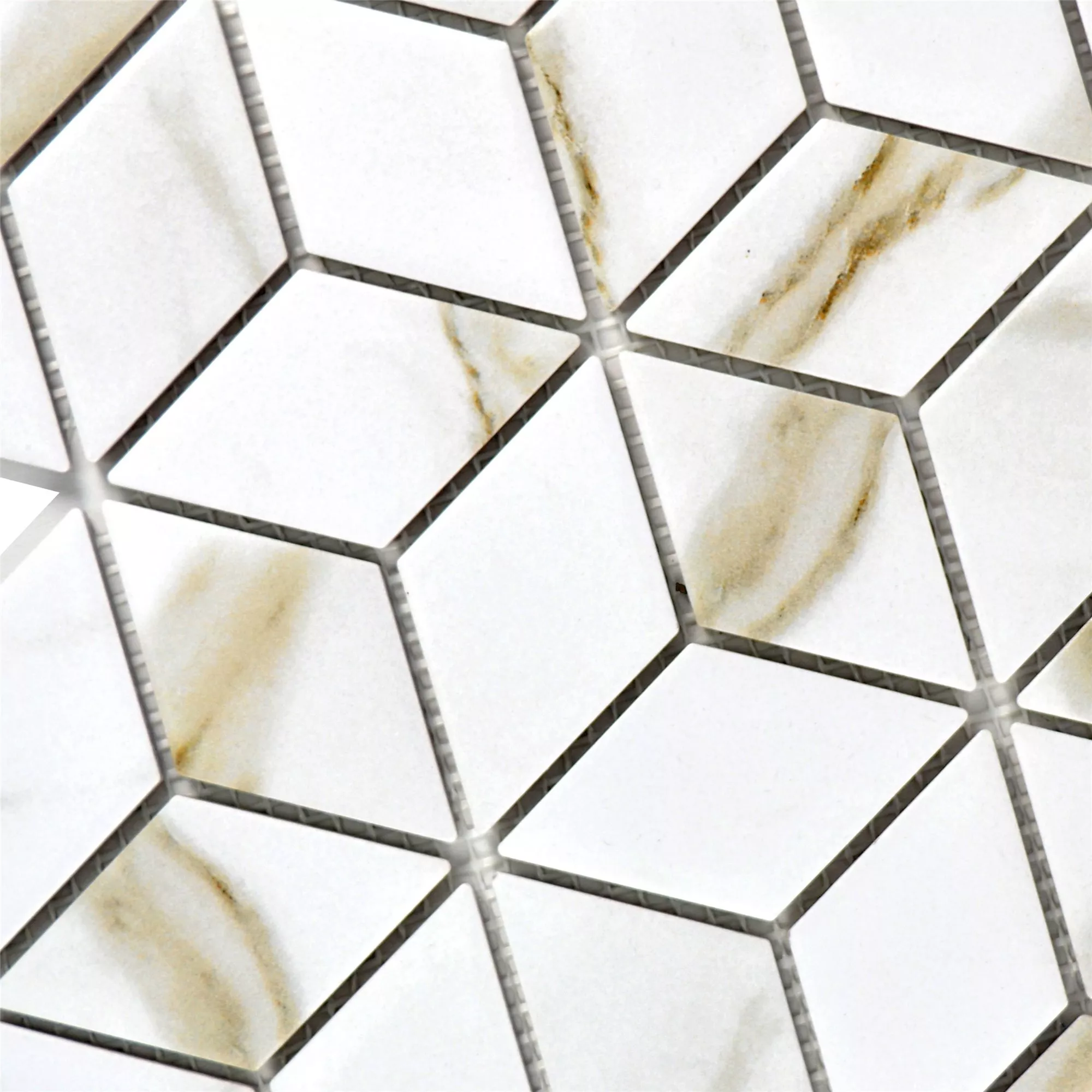Muster von Keramik Mosaikfliesen Zorro Calacatta Würfel