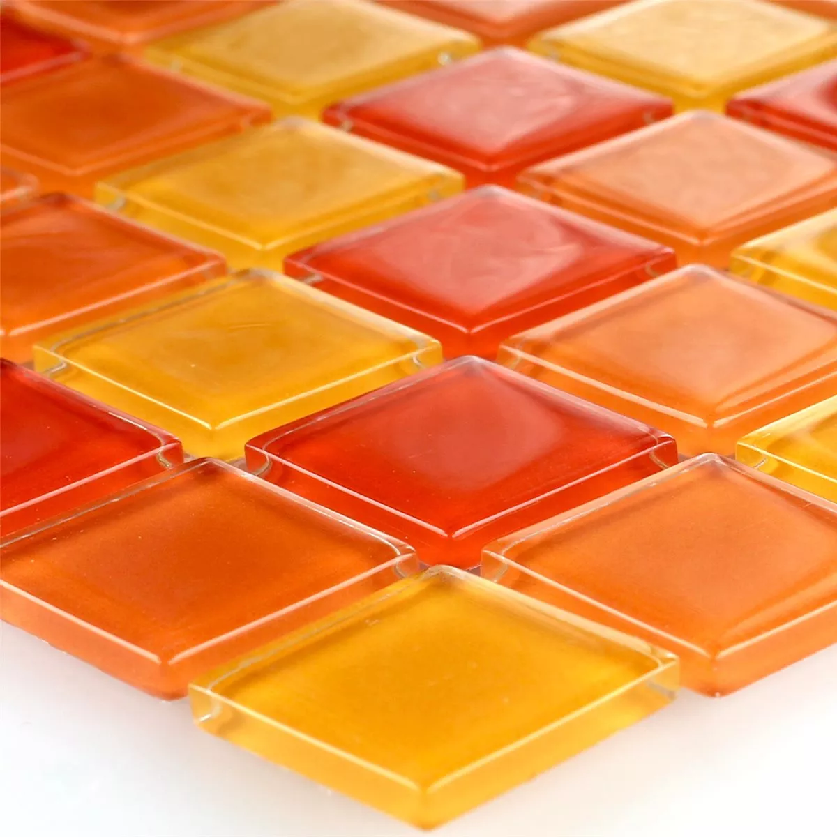 Mosaikfliesen Glas Rot Orange Gelb 25x25x4mm