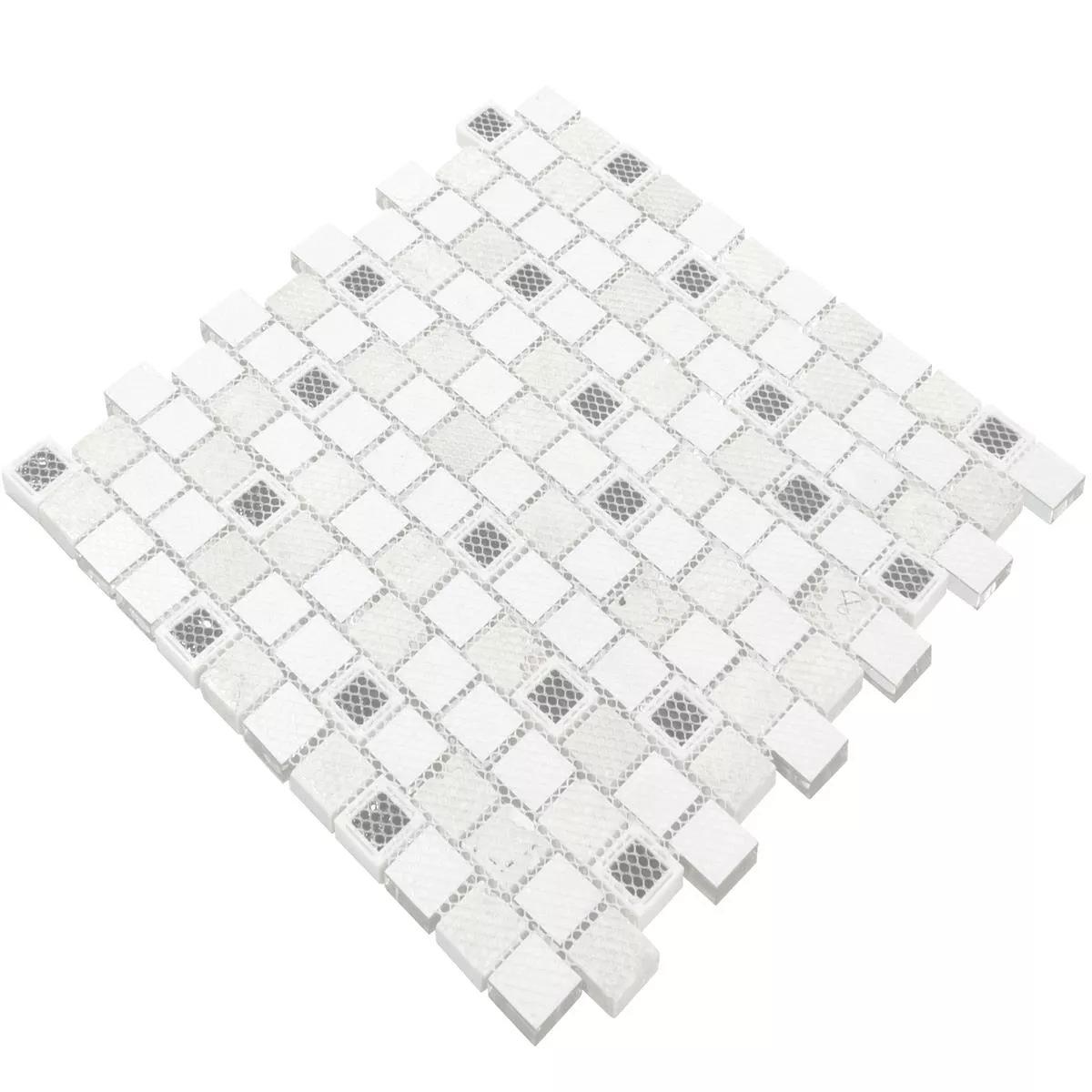 Glas Kunststoff Naturstein Mosaik Lunaquell Weiß