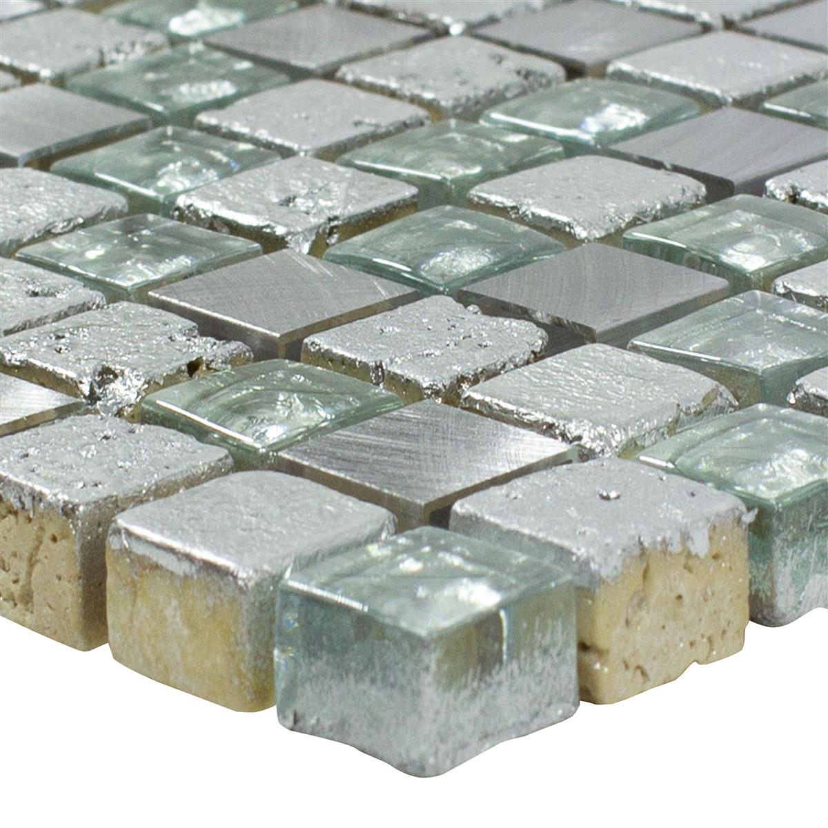 Glas Aluminium Resin Mosaikfliesen Stilo Silber