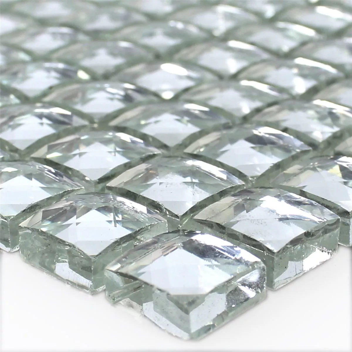 Muster von Glasmosaik Fliesen Silber Brilliant Weiss