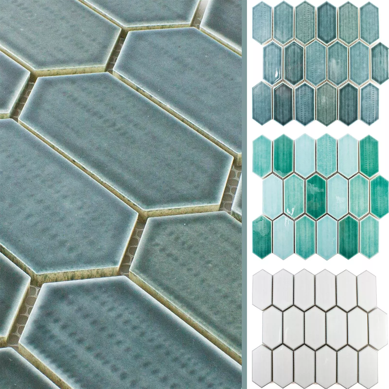 Muster von Keramik Mosaikfliesen McCook Hexagon Lang