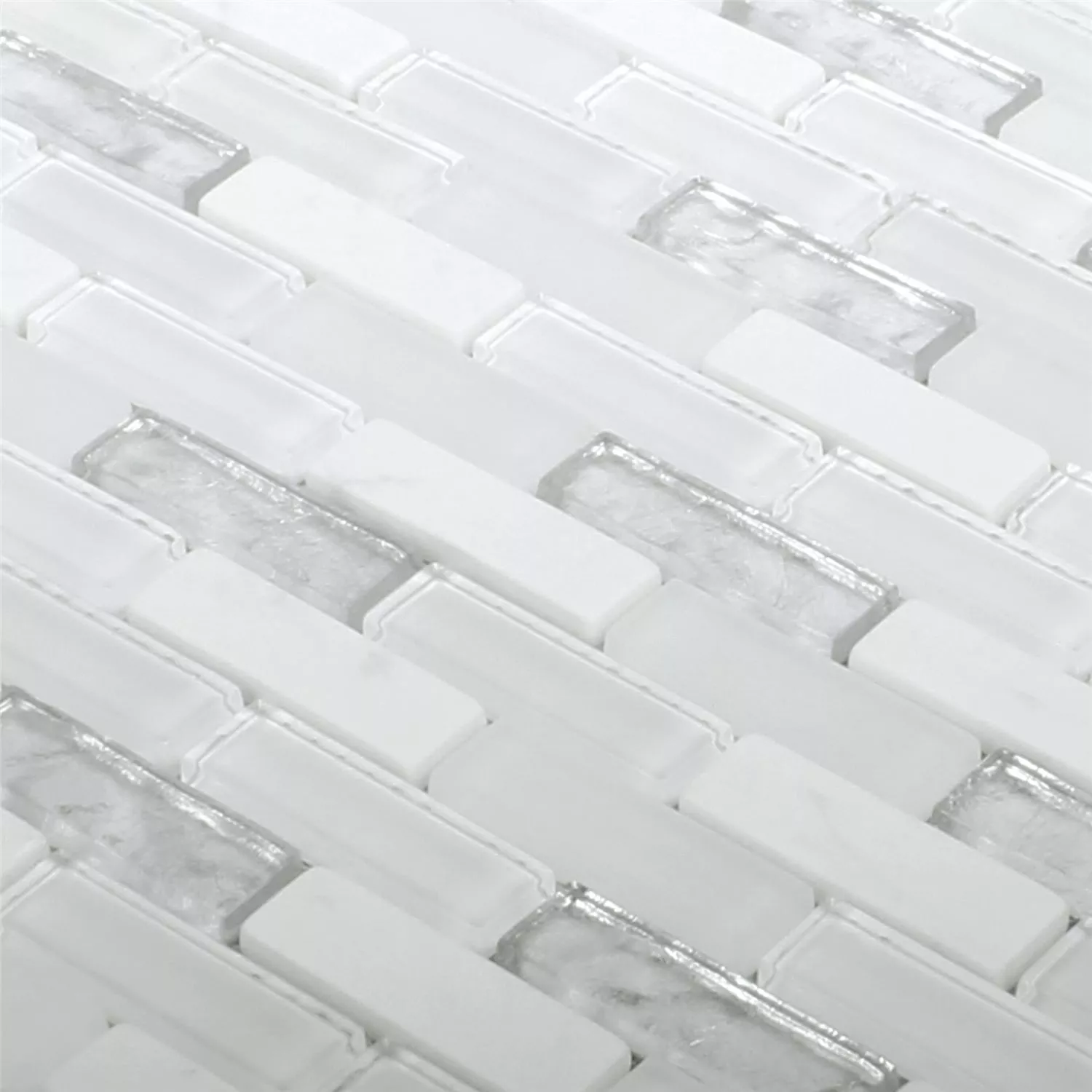 Mosaikfliesen Glas Marmor Civan Weiss Silber