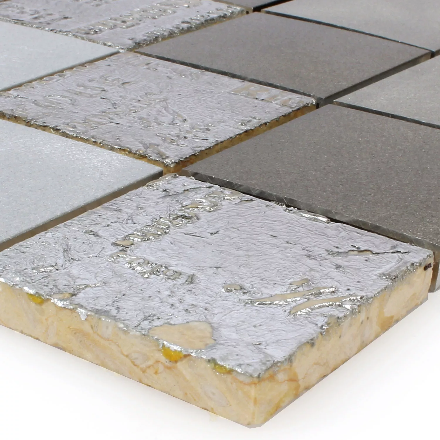 Mosaikfliesen Metall Naturstein Parole Braun Silber Mosaikfliesen Metall Naturstein Parole Braun Silber