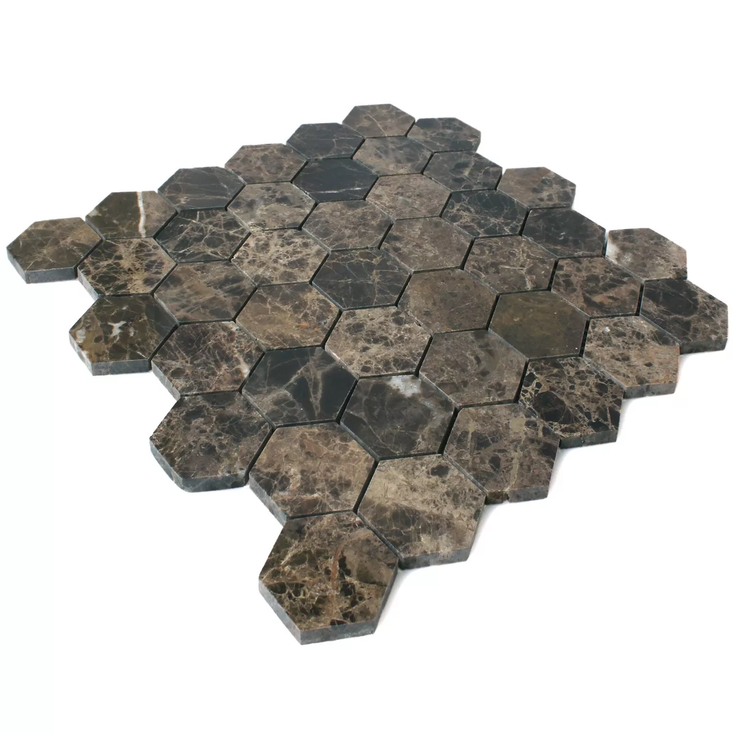 Muster von Mosaikfliesen Marmor Xalapa Sechseck Emperador Poliert