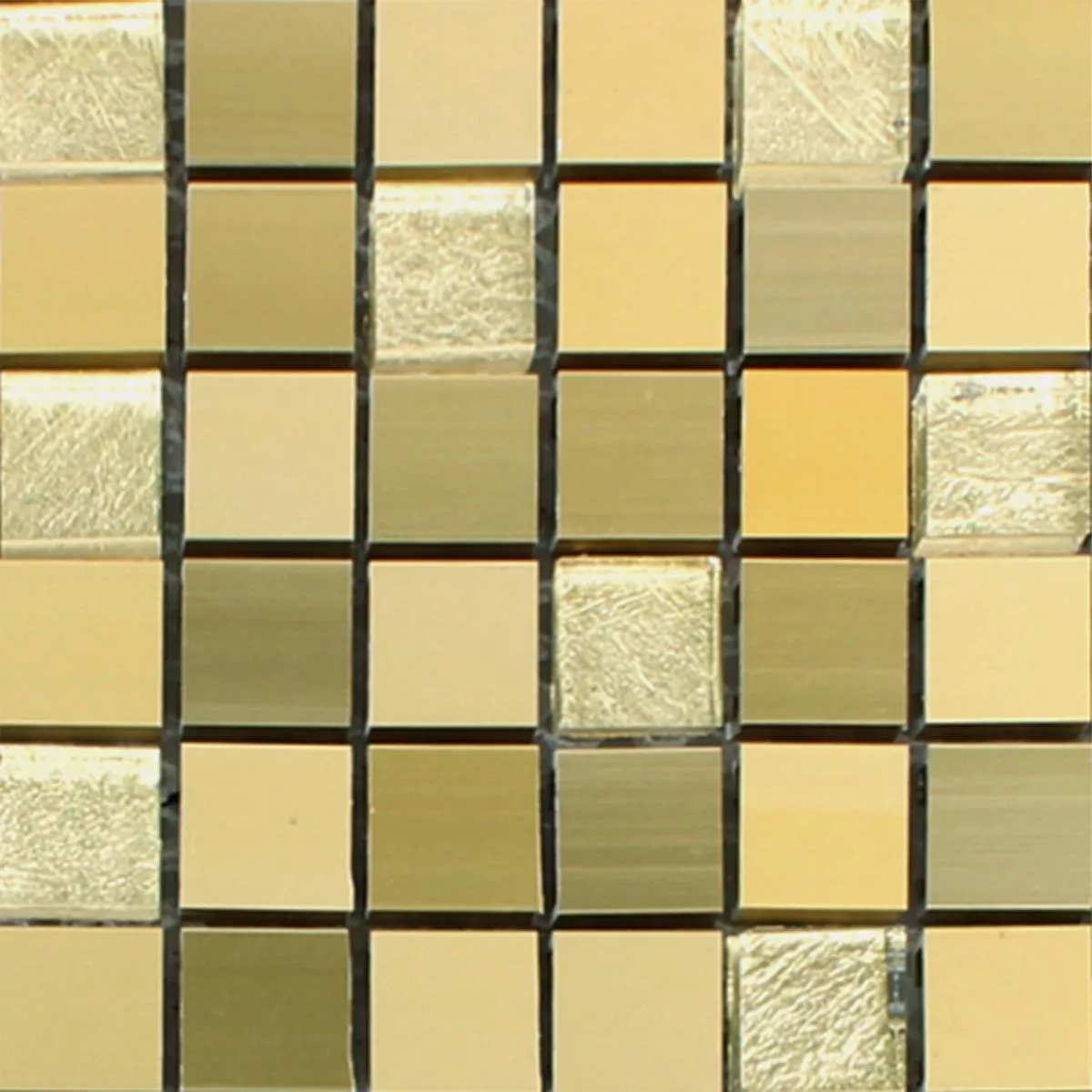 Muster von Mosaikfliesen Lissabon Aluminium Glas Mix Gold