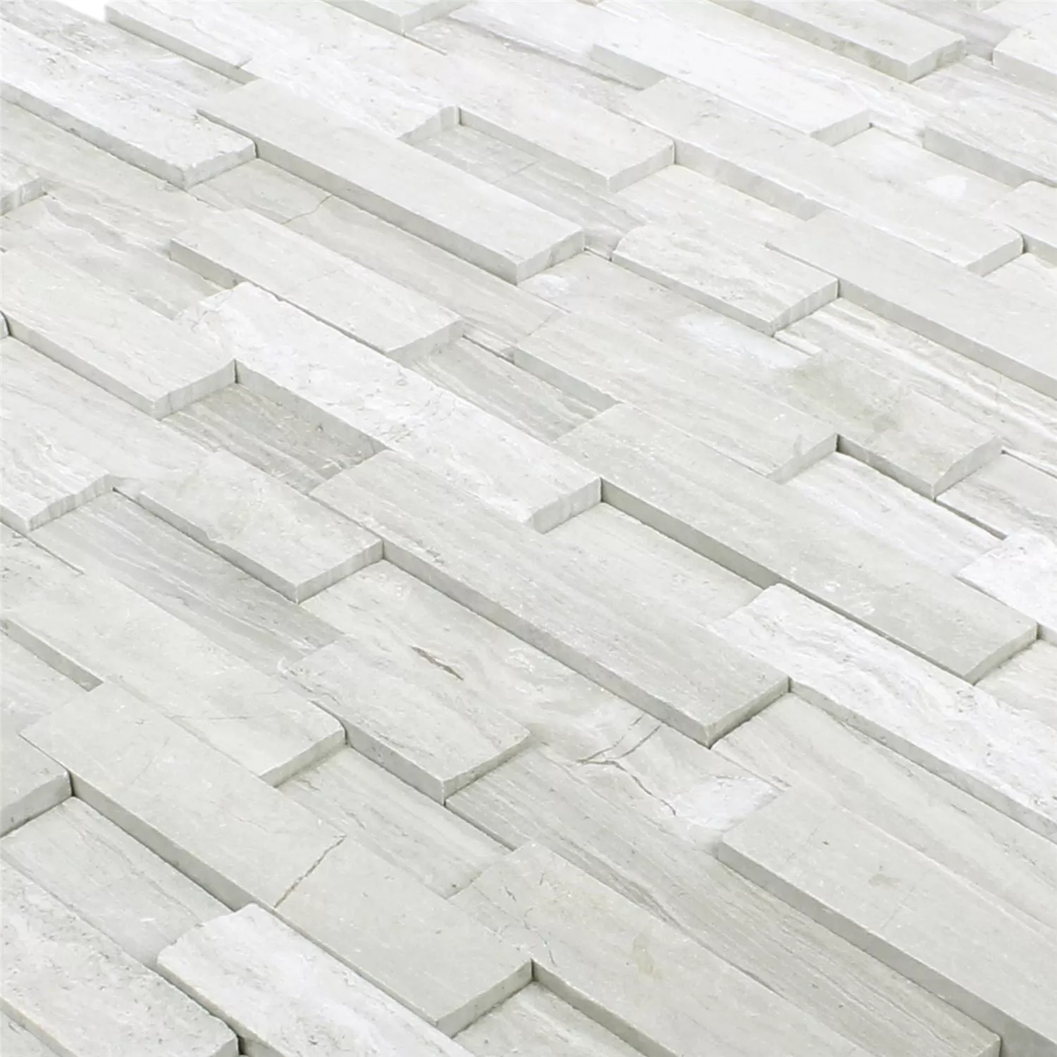 Mosaikfliesen Marmor Stettin 3D Brick Grau
