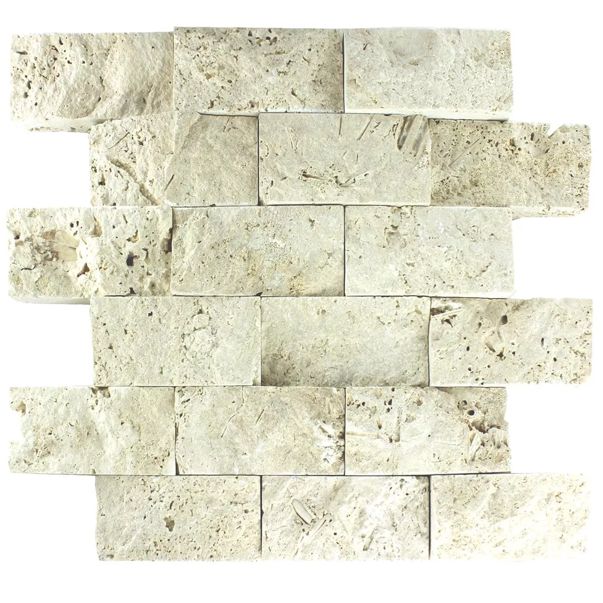Muster von Mosaikfliesen Naturstein 3D Sumba Chiaro Brick