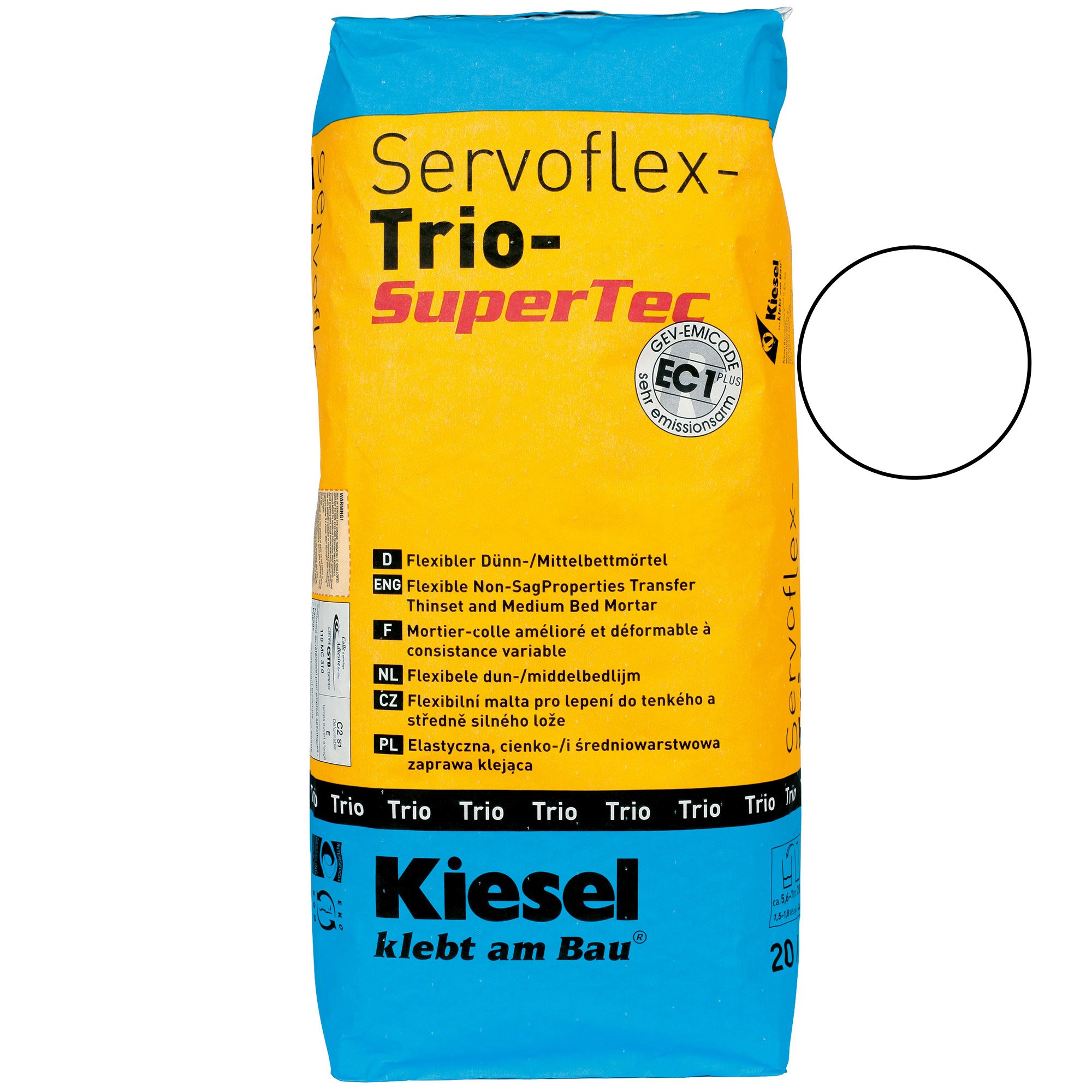 Kiesel Fliesenkleber Servoflex Trio - Dünn- und Mittelbettmörtel (20KG)