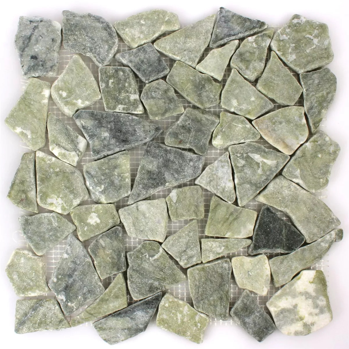 Muster von Mosaikfliesen Marmor Bruch Grau Grün
