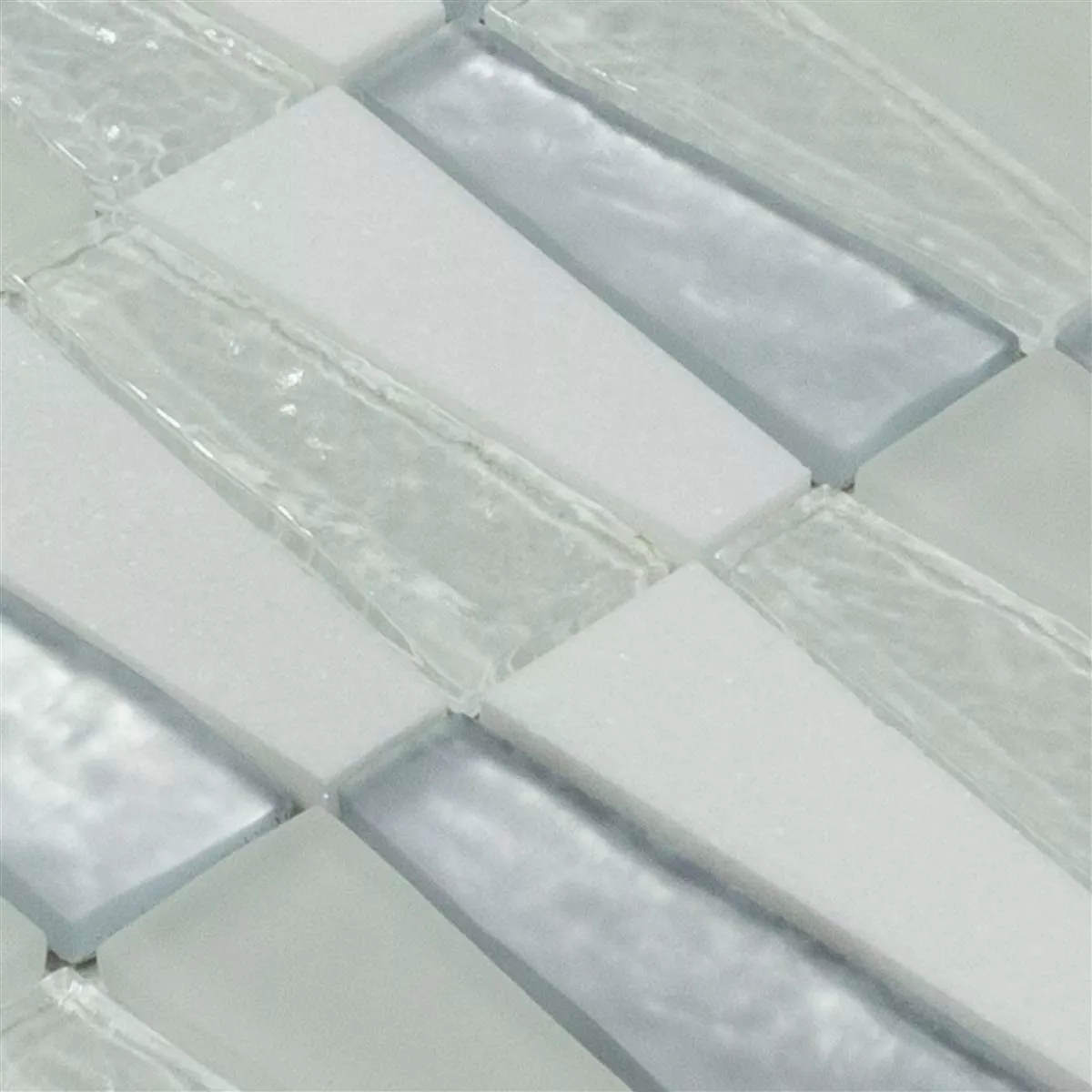 Glas Naturstein Mosaik Fliesen Marseille Weiß Mix