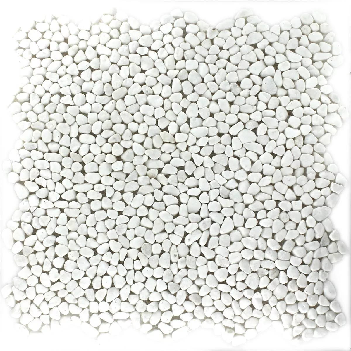 Muster von Mosaikfliesen Flusskiesel Micro Weiss