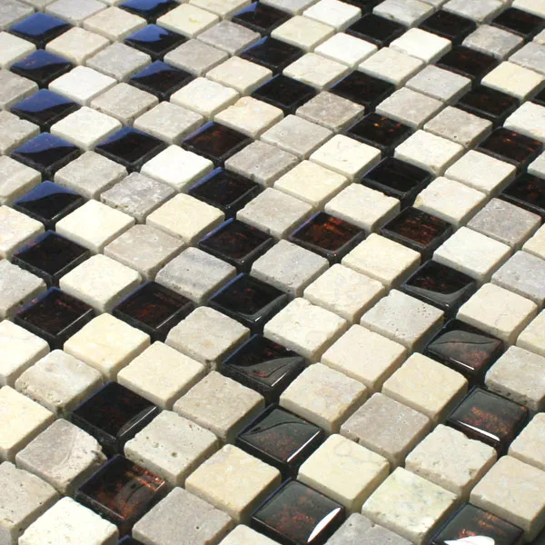 Muster von Mosaikfliesen Glas Marmor Metall  Beige