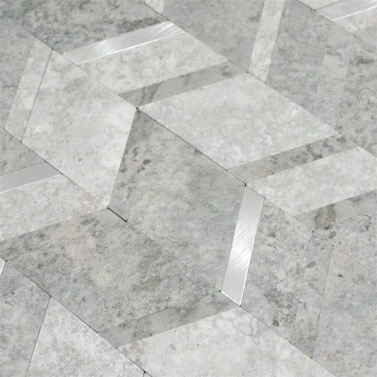 Muster von Vinyl Mosaikfliesen Meridian Steinoptik Grau Silber