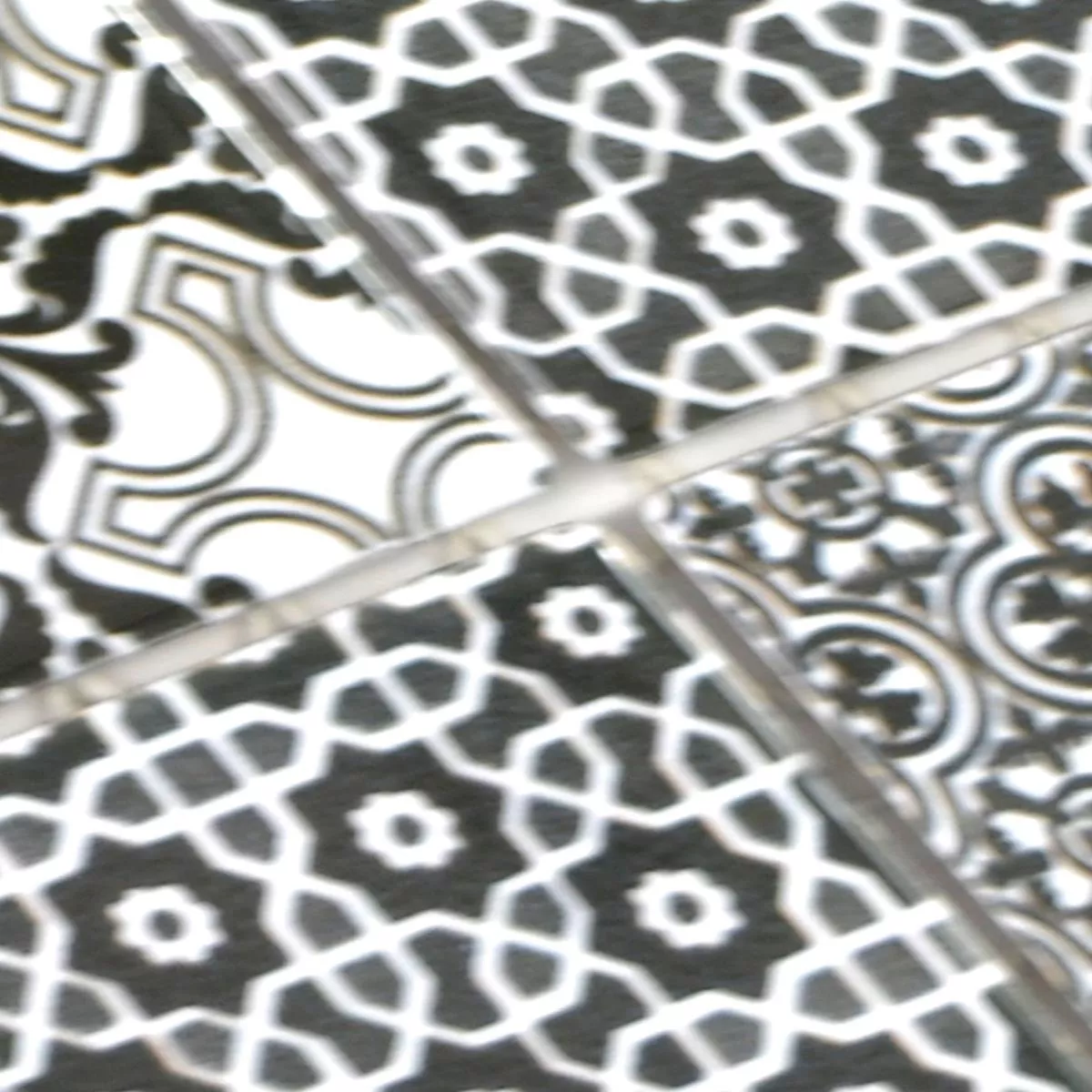Muster von Keramik Mosaikfliesen Daymion Retrooptik Quadrat Schwarz