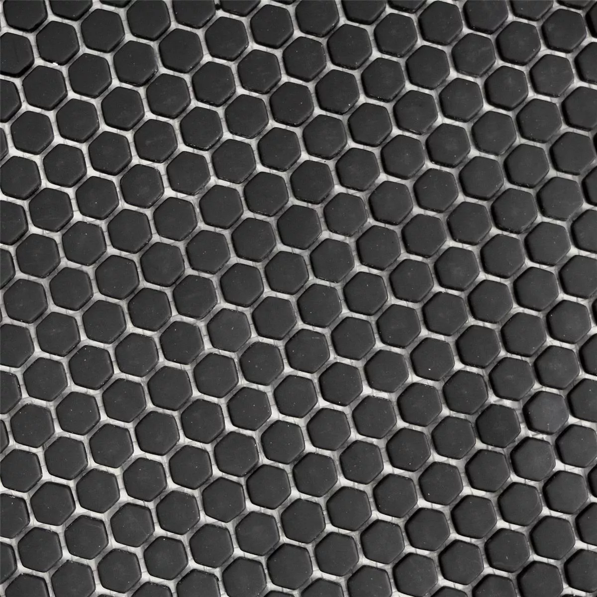 Muster von Glasmosaik Fliesen Kassandra Hexagon Schwarz Matt