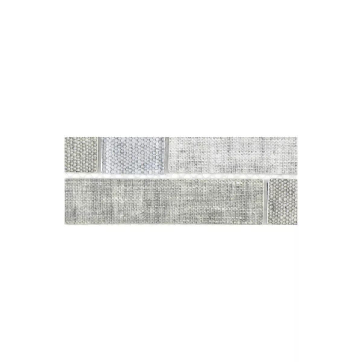 Muster von Glasmosaik Fliesen Lyonel Textil Optik Brick Grau