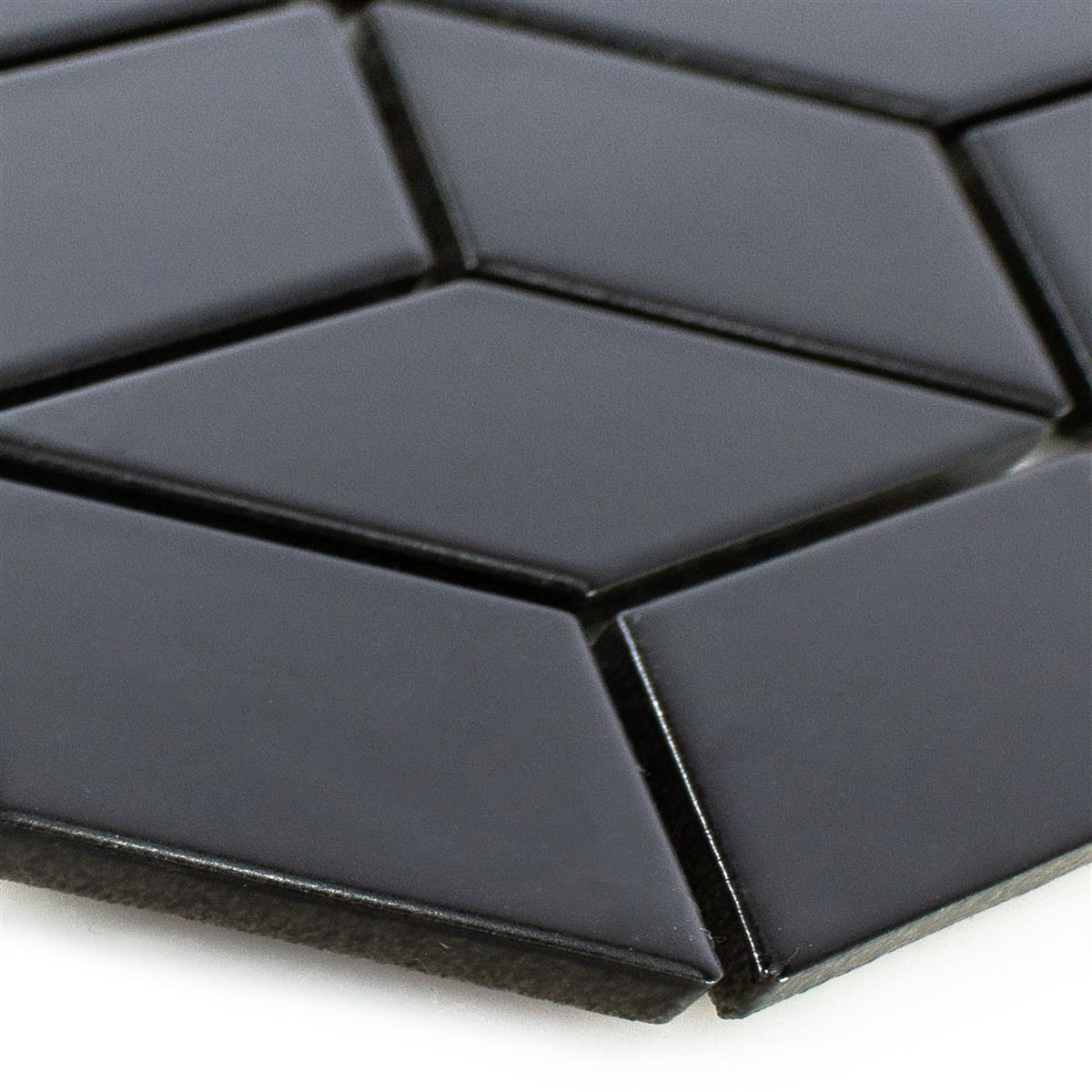Keramik Mosaikfliesen Cavalier 3D Würfel Matt Schwarz