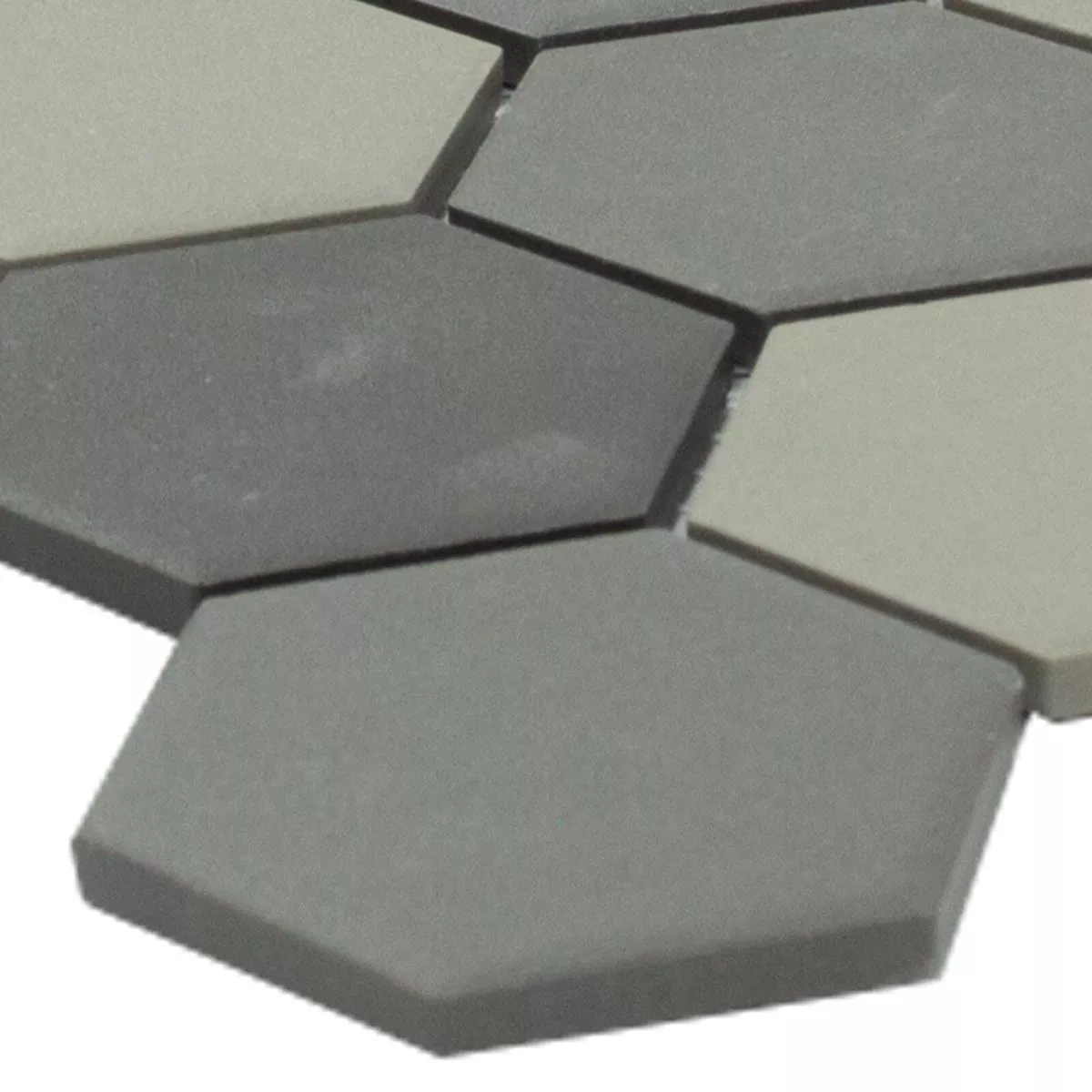 Keramik Mosaikfliese Hexagon Bern Grau Schwarz