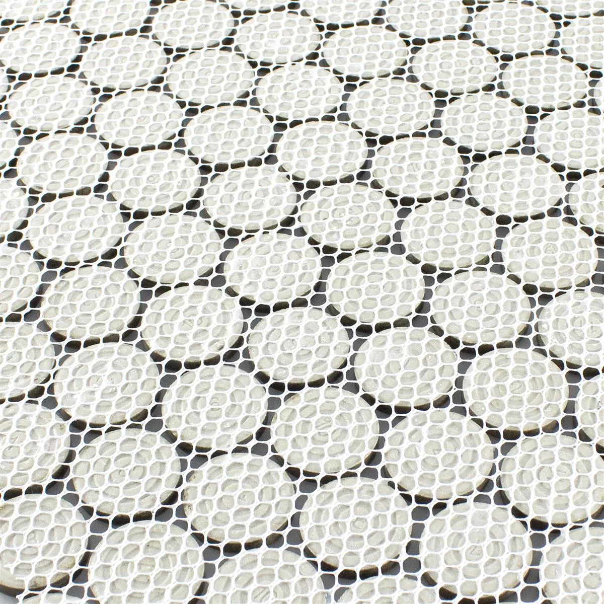 Keramik Knopf Mosaik Fliesen LaRosita Weiß Glänzend