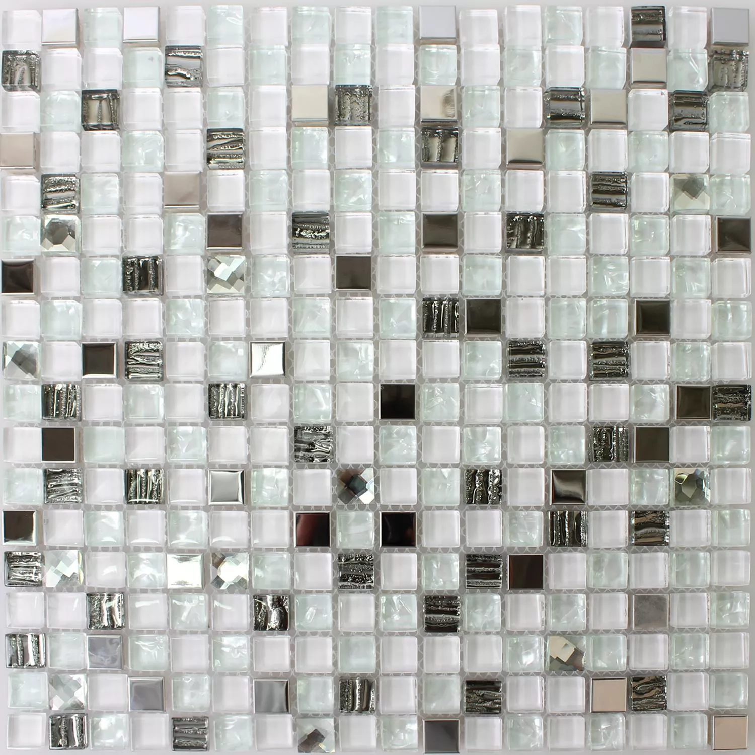 Glas Edelstahl Mosaikfliesen Admont Weiss 15
