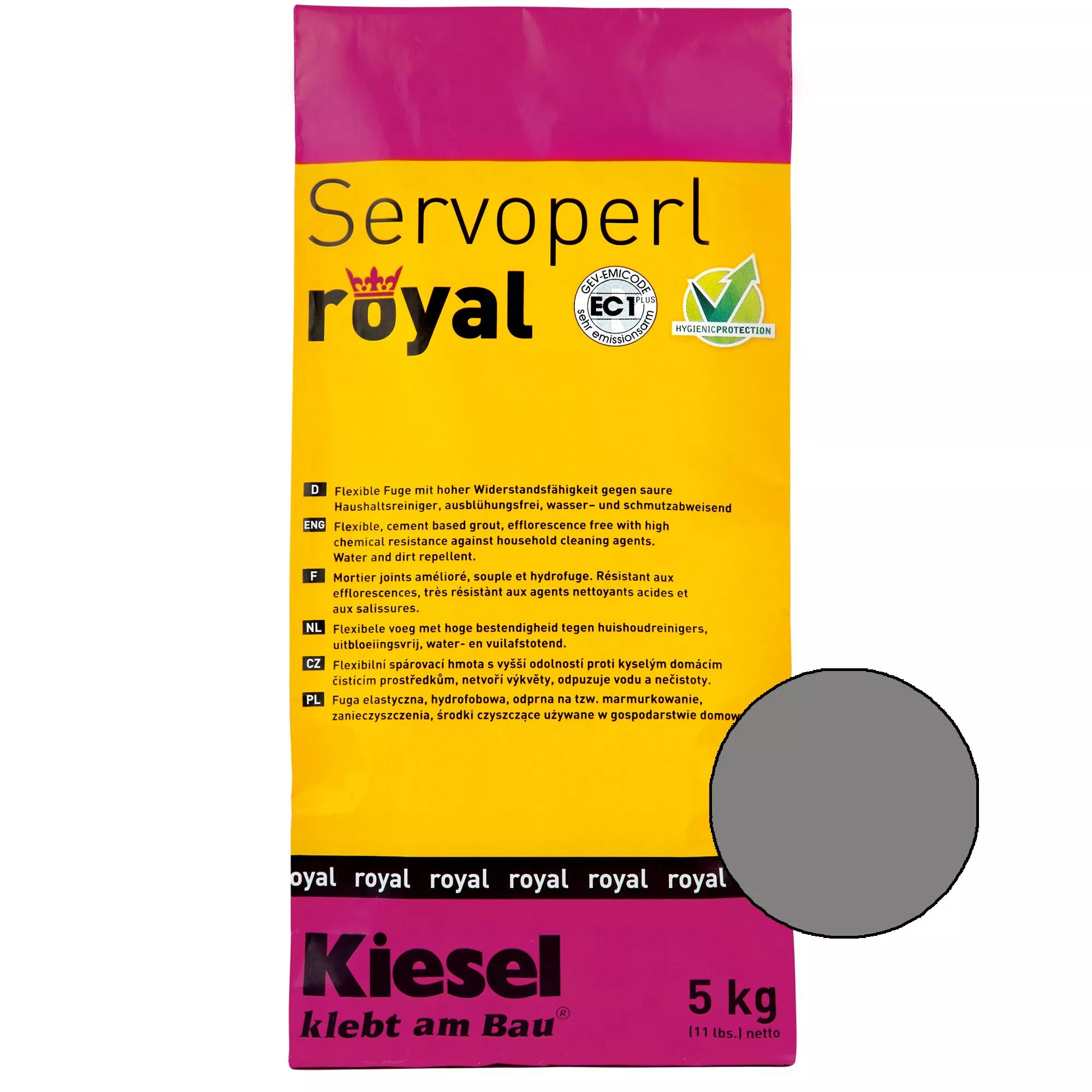 Kiesel Servoperl royal - Flexible, wasser- und schmutzabweisende Fuge (5KG Mittelgrau)
