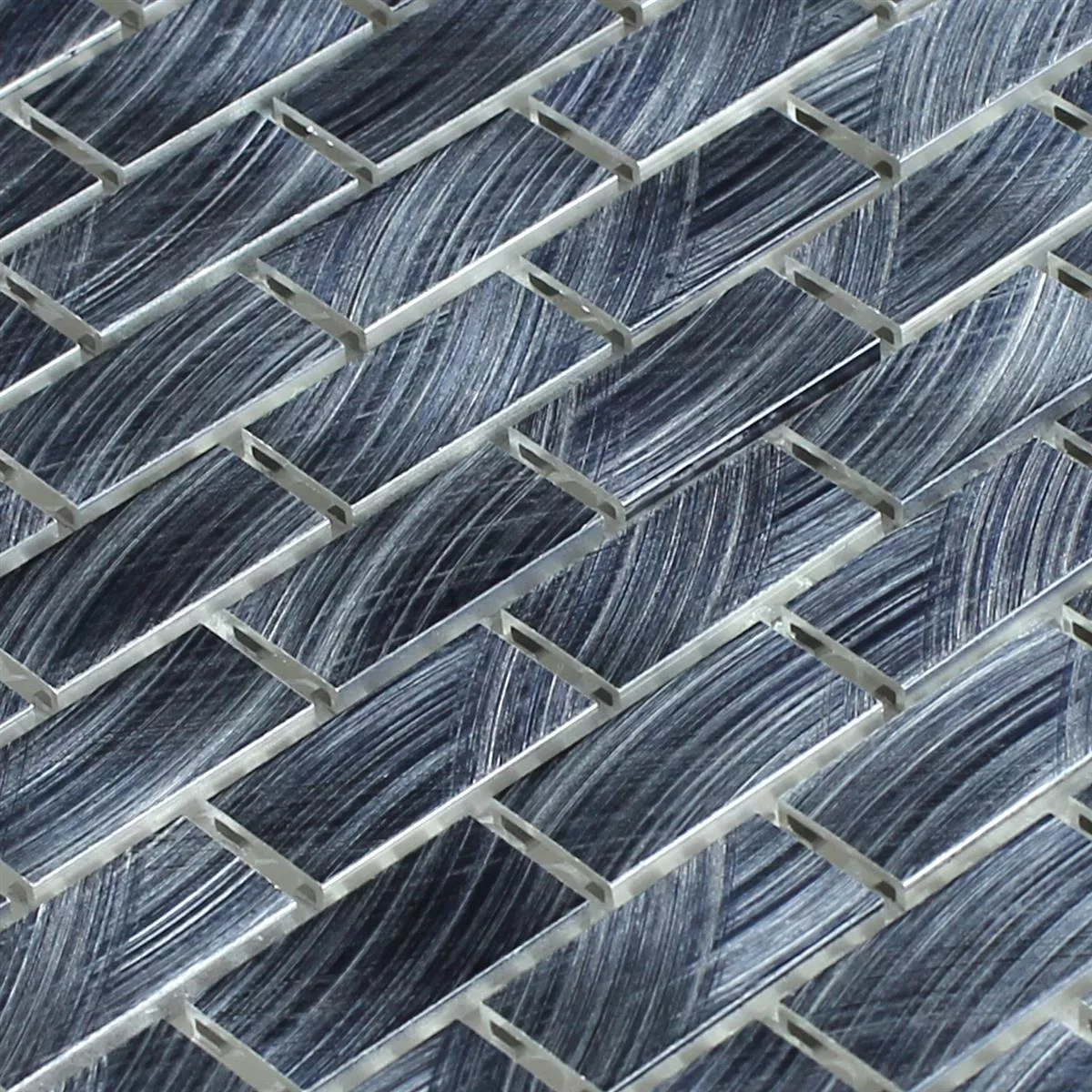 Mosaikfliesen Aluminium Schwarz 15x30x4mm