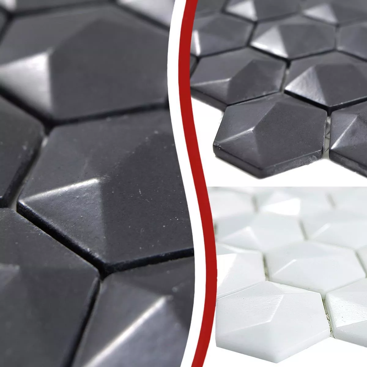 Glasmosaik Fliesen Benevento Hexagon 3D