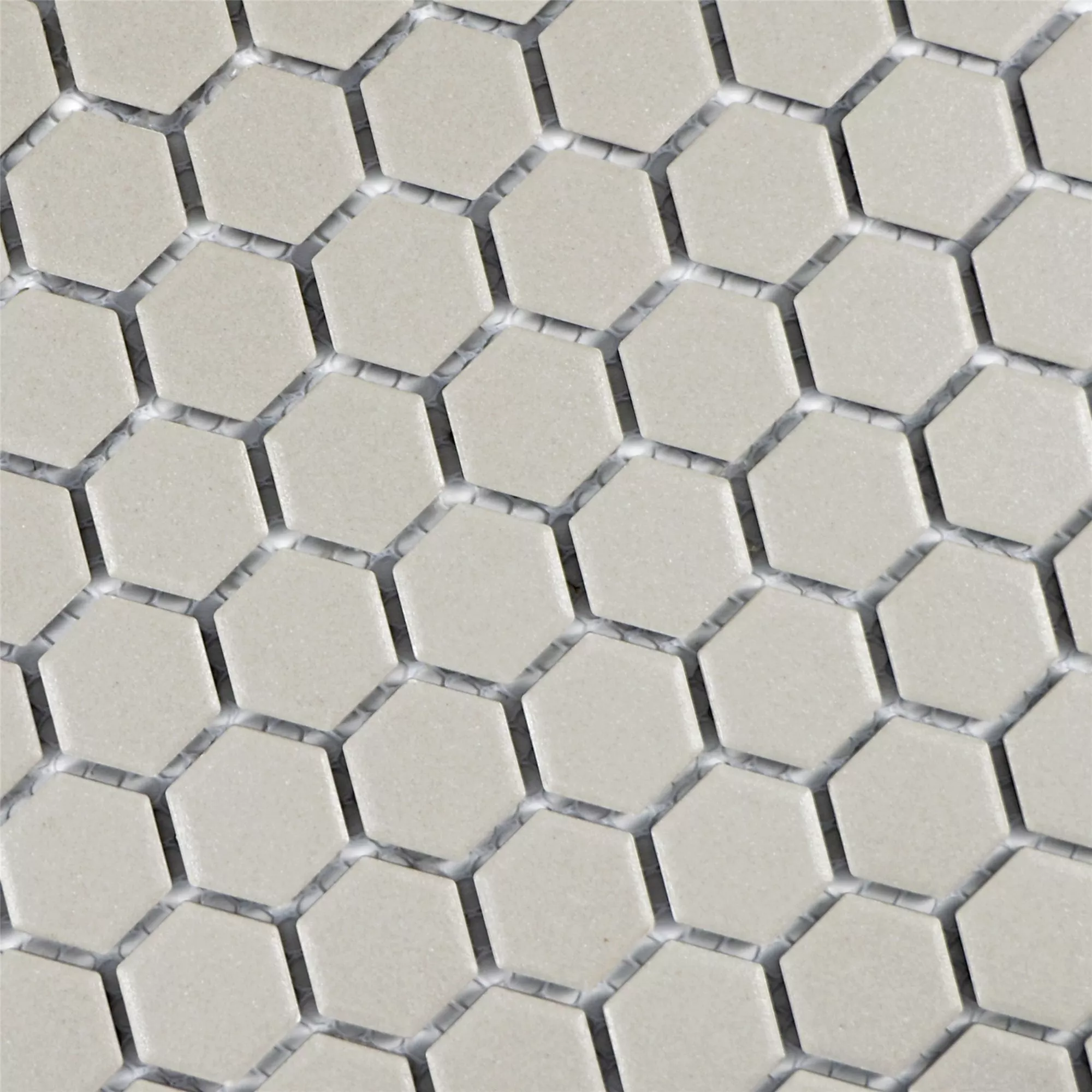 Keramik Mosaikfliesen Hexagon Zeinal Unglasiert Hellgrau R10B