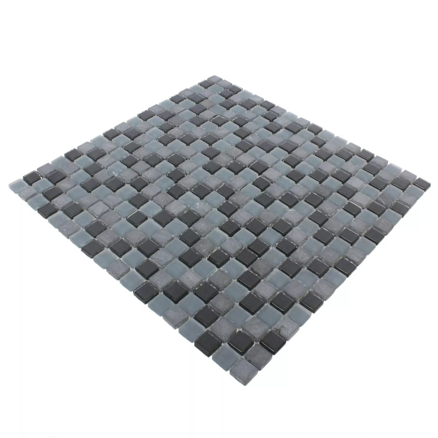 Muster von Mosaikfliesen Marmor Glas Mix Kobra Schwarz Grau 