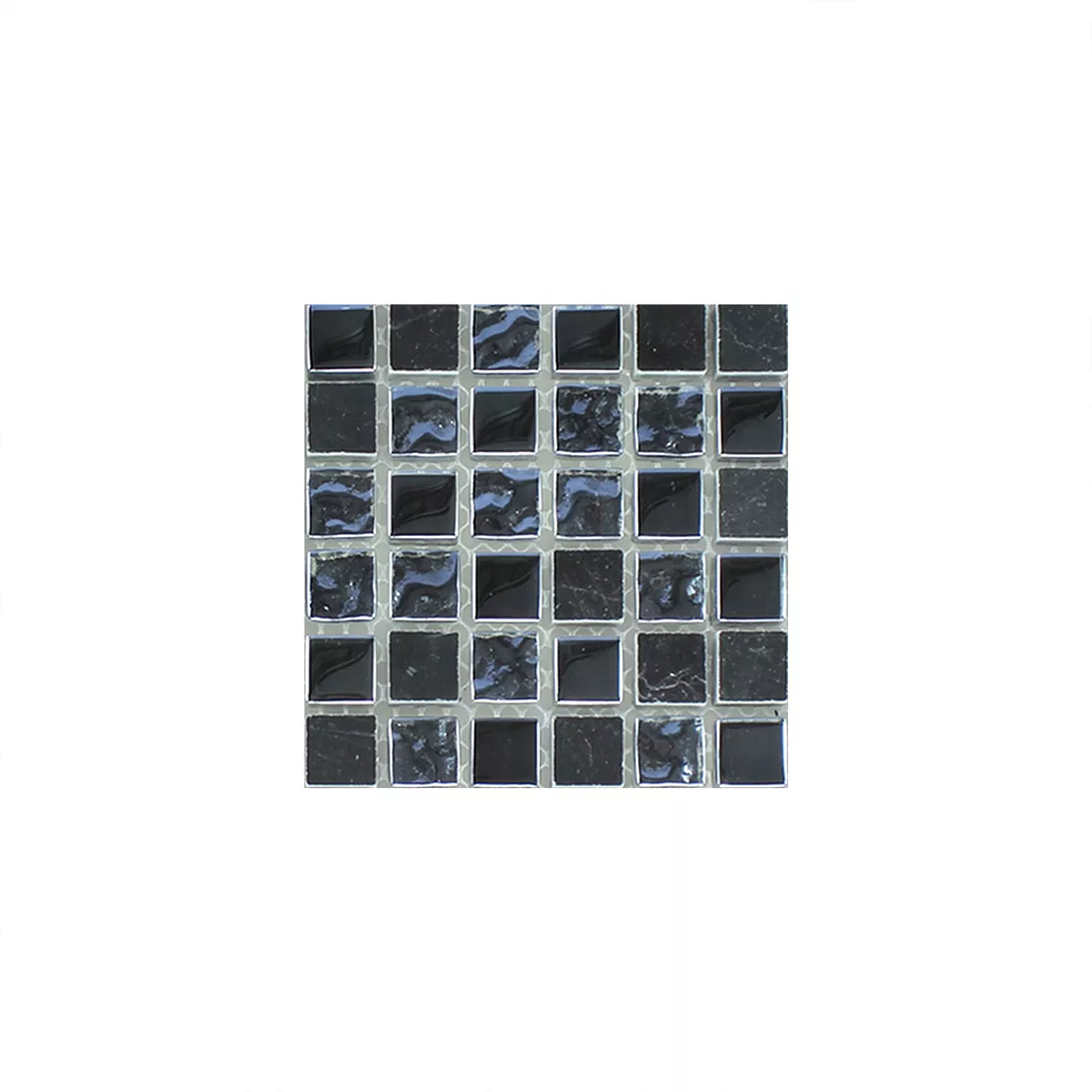 Muster von Mosaikfliesen Glas Marmor Naturstein Schwarz Geriffelt