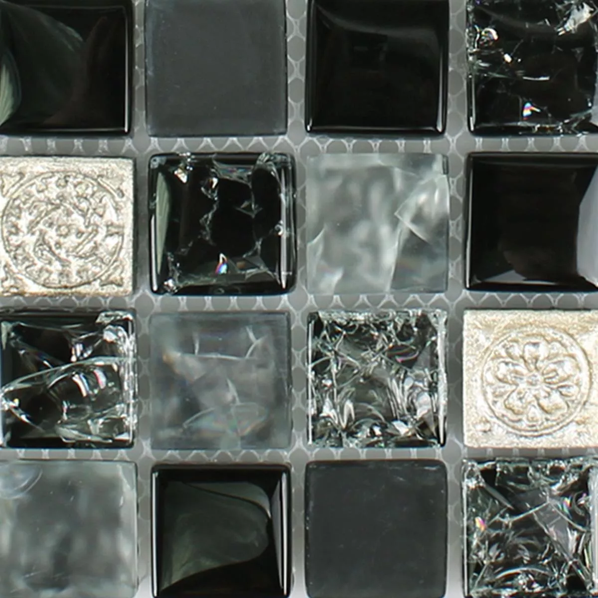 Muster von Glas Resin Mosaikfliesen Bogardus Schwarz Mix