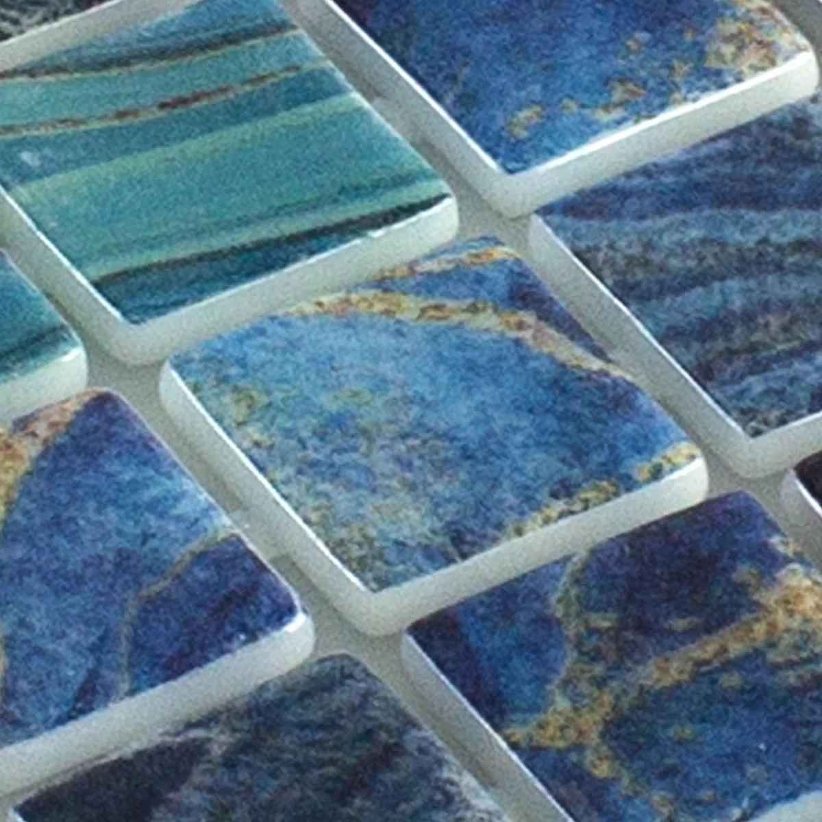 Muster von Glas Schwimmbad Mosaik Baltic Blau Türkis 25x25mm