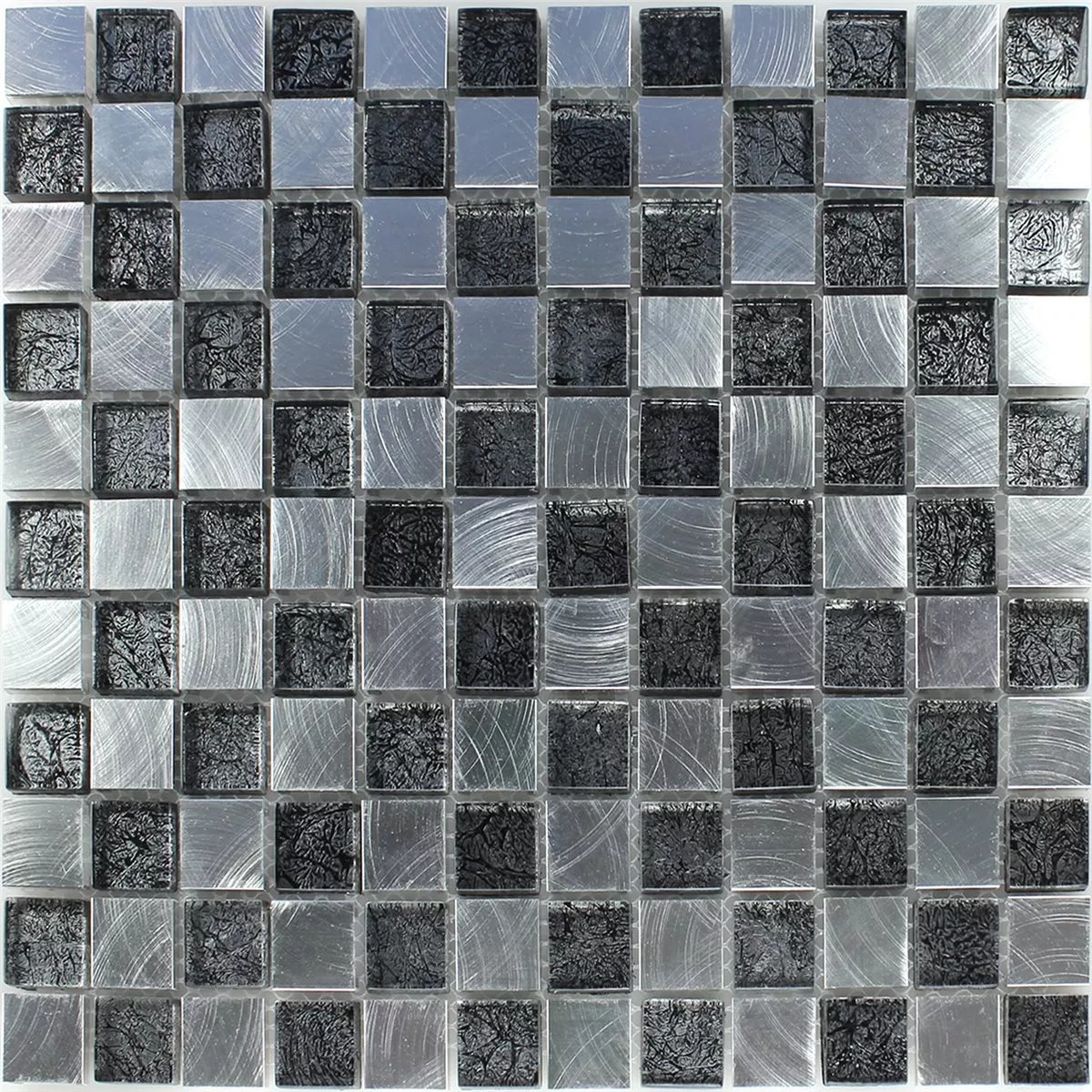 Mosaikfliesen Glas Metall Schachbrett 25x25x8mm