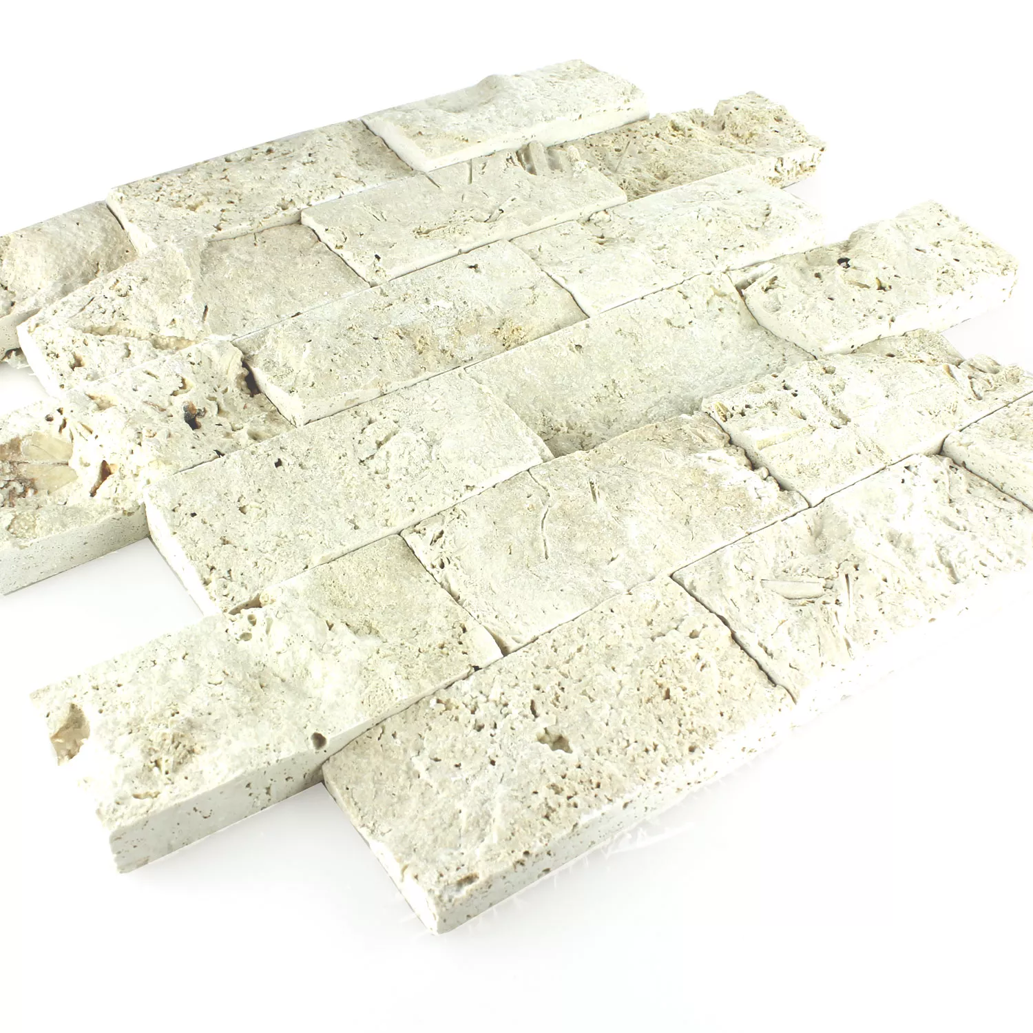 Muster von Mosaikfliesen Naturstein 3D Sumba Chiaro Brick