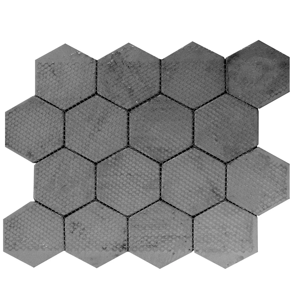 Muster von Glasmosaik Fliesen Andalucia Hexagon Schwarz