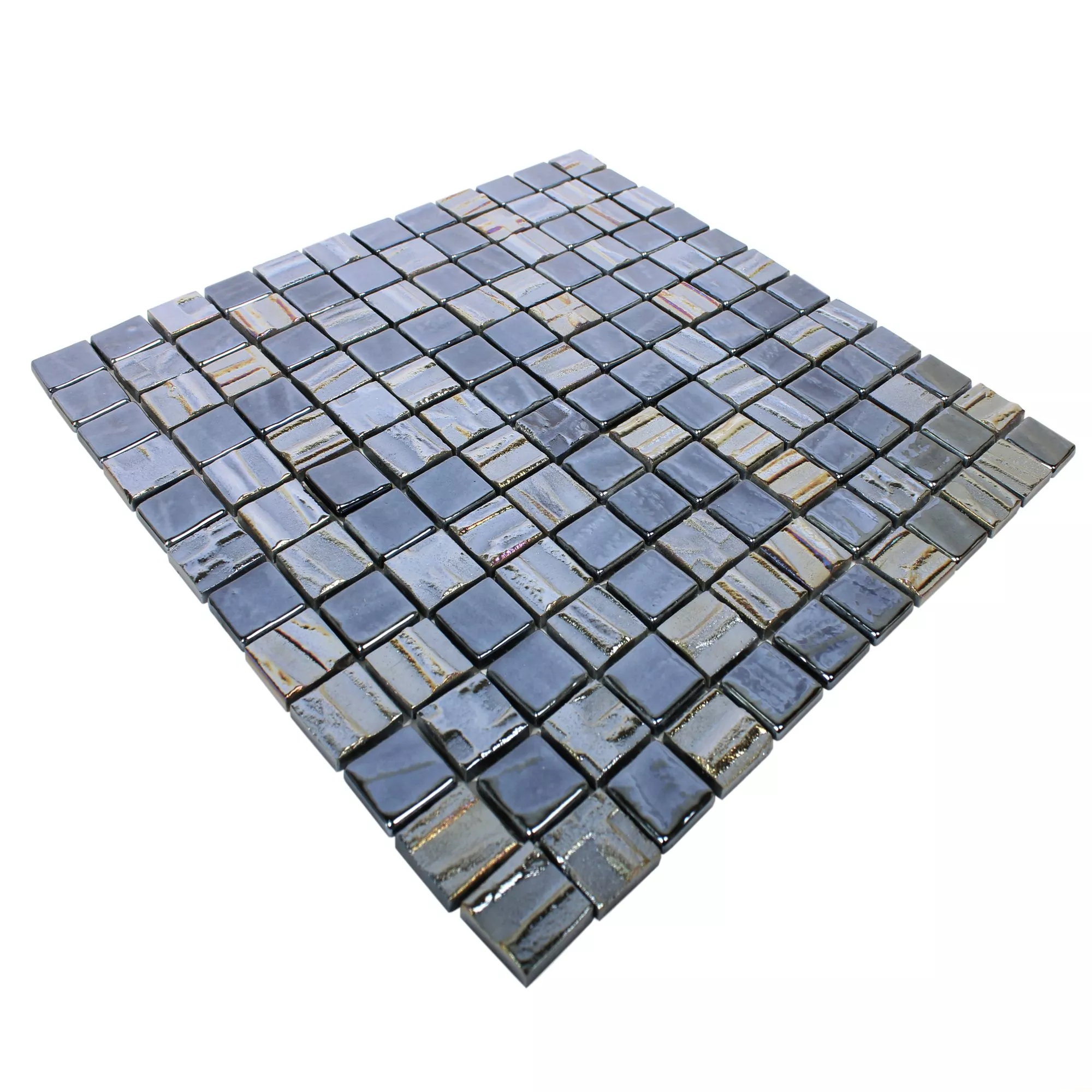 Muster von Glasmosaik Fliesen Presley Schwarz Metallic