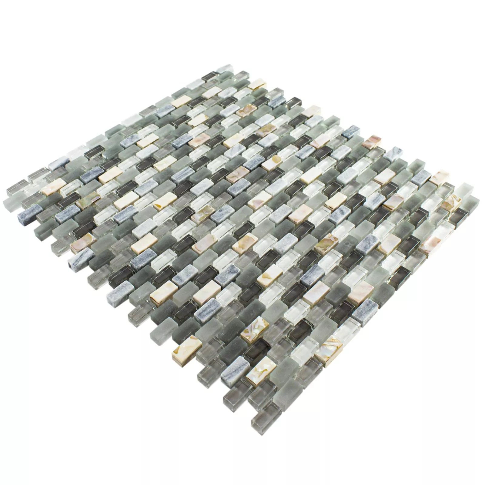 Muster von Glas Naturstein Perlmutt Mosaik Admiral Schwarz Grau