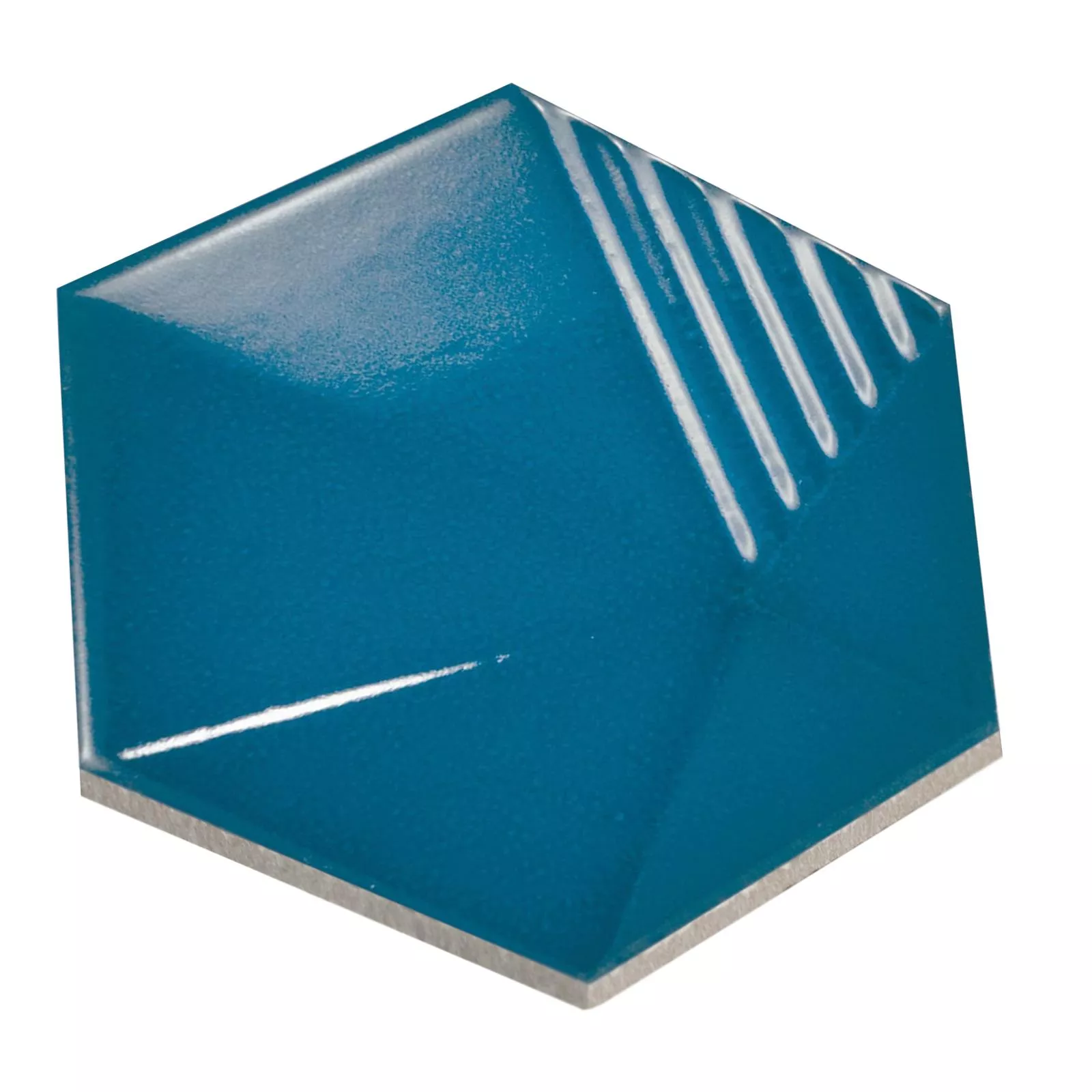 Muster Wandfliesen Rockford 3D Hexagon 12,4x10,7cm Blau